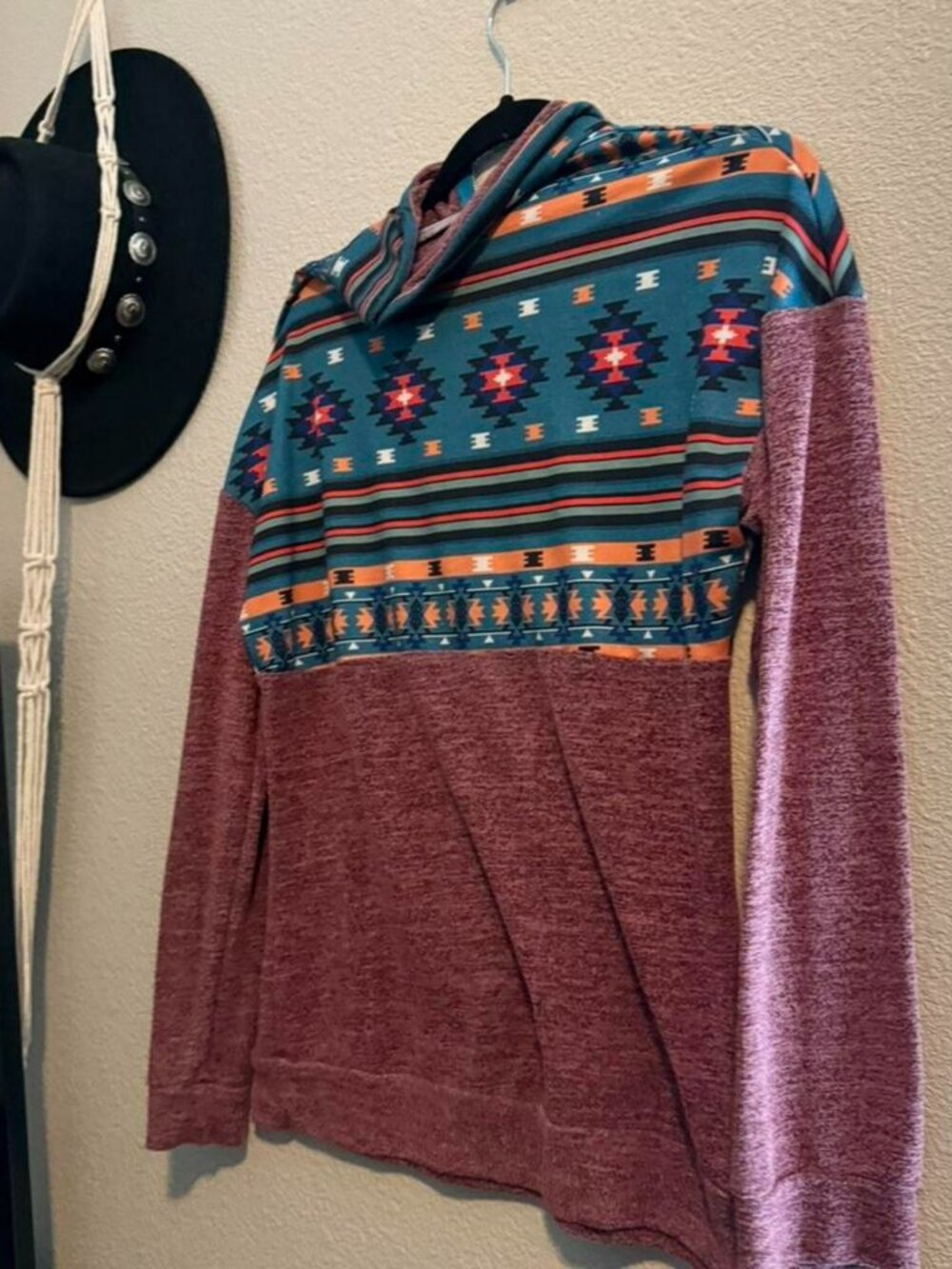 Aztec print 3/4 zip - Picture 2 of 2